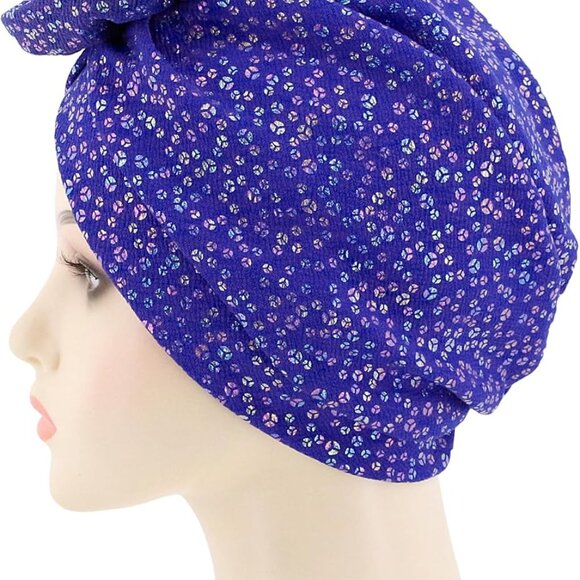 Shiny Flower Turban Shimmer Chemo Cap Hairwrap Headwear Beanie Hair Scarf - Picture 4 of 7
